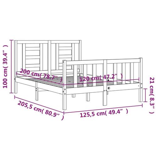 Sengeramme uden madras 120x200 cm massivt fyrretræ