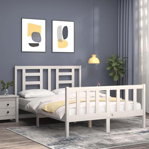 Sengeramme uden madras 120x200 cm massivt fyrretræ hvid