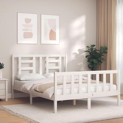 Sengeramme uden madras 140x200 cm massivt fyrretræ hvid