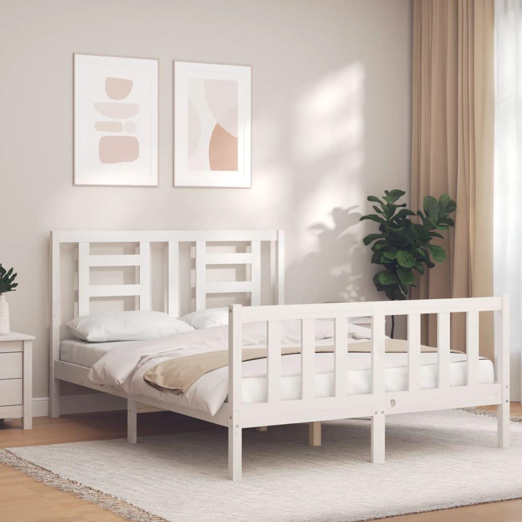 Sengeramme uden madras 140x200 cm massivt fyrretræ hvid