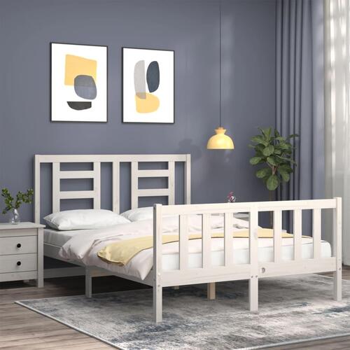 Sengeramme uden madras 140x200 cm massivt fyrretræ hvid