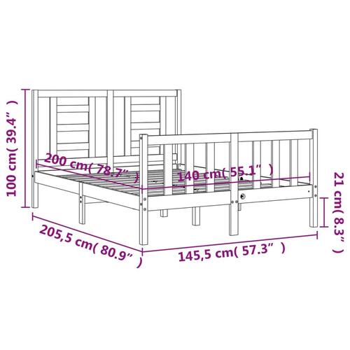 Sengeramme uden madras 140x200 cm massivt fyrretræ hvid