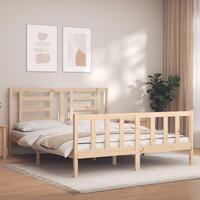 Sengeramme med sengegavl kingsize massivt træ