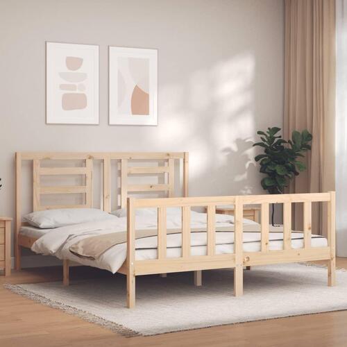 Sengeramme med sengegavl kingsize massivt træ