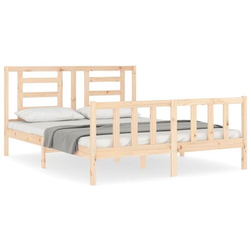 Sengeramme med sengegavl kingsize massivt træ