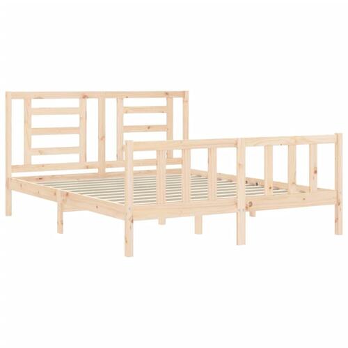 Sengeramme med sengegavl kingsize massivt træ