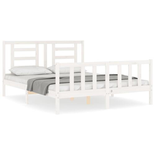 Sengeramme uden madras 160x200 cm massivt fyrretræ hvid