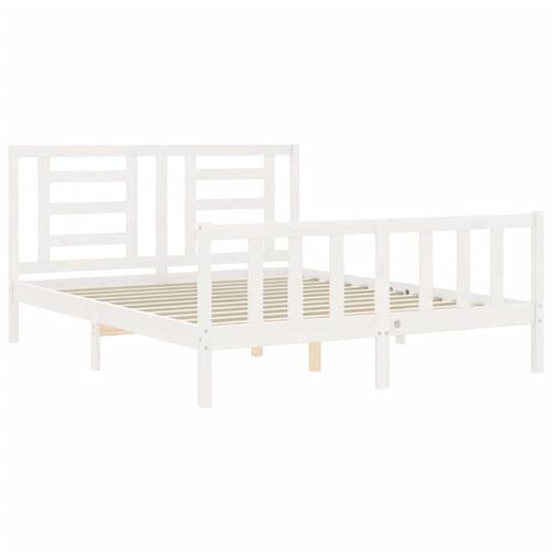 Sengeramme uden madras 160x200 cm massivt fyrretræ hvid