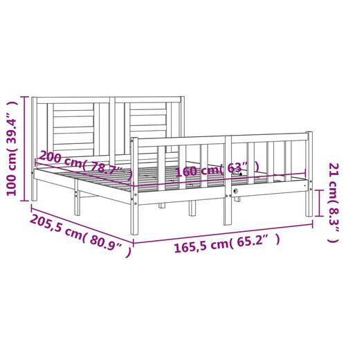 Sengeramme uden madras 160x200 cm massivt fyrretræ hvid