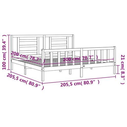 Sengeramme med sengegavl 200x200 cm massivt træ hvid