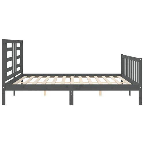 Sengeramme med sengegavl 200x200 cm massivt træ grå