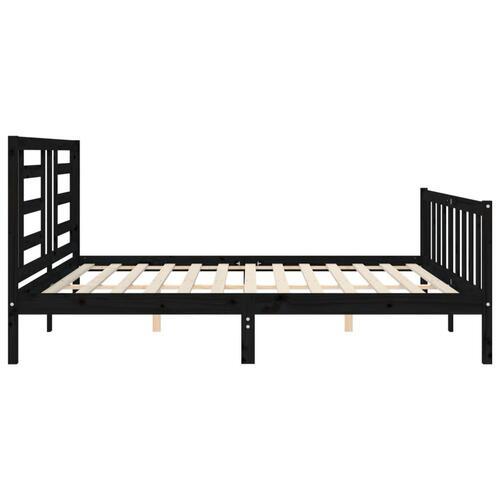 Sengeramme med sengegavl 200x200 cm massivt træ sort