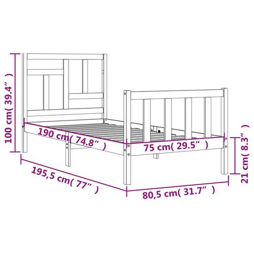 Sengeramme med sengegavl Small Single massivt træ