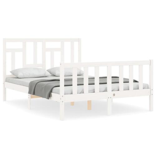 Sengeramme med sengegavl Small Double massivt træ hvid