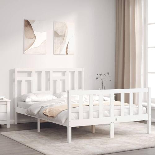 Sengeramme uden madras 140x190 cm massivt fyrretræ hvid