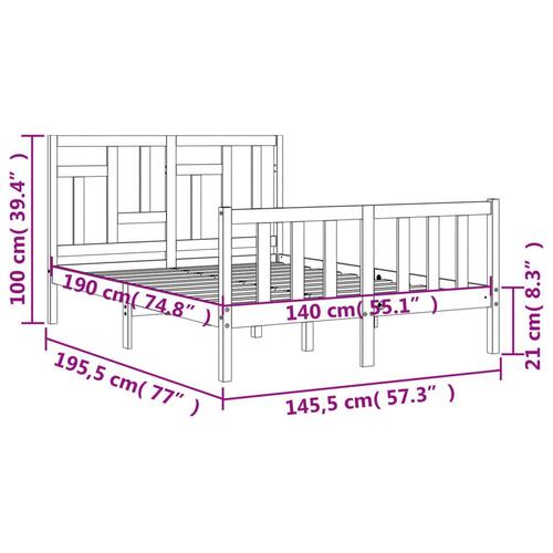 Sengeramme uden madras 140x190 cm massivt fyrretræ hvid