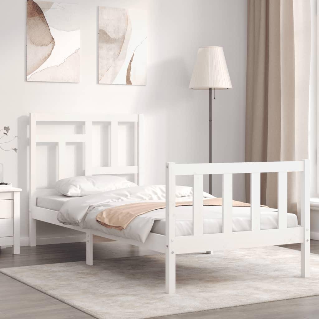 Sengeramme uden madras 90x200 cm massivt fyrretræ hvid