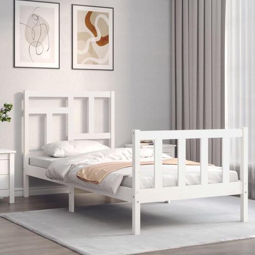 Sengeramme uden madras 90x200 cm massivt fyrretræ hvid