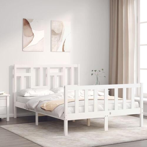 Sengeramme uden madras 140x200 cm massivt fyrretræ hvid