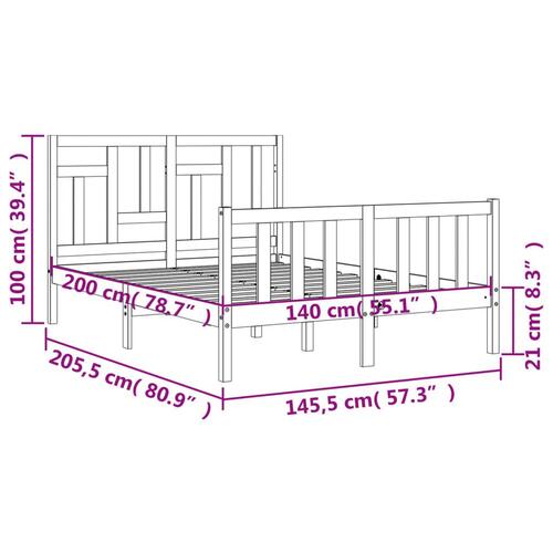 Sengeramme med sengegavl 140x200 cm massivt træ hvid