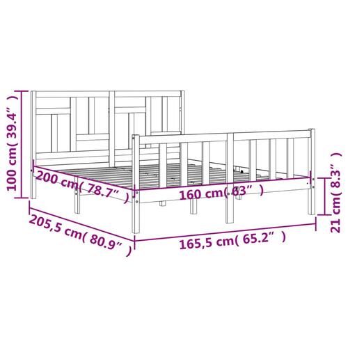 Sengeramme uden madras 160x200 cm massivt fyrretræ