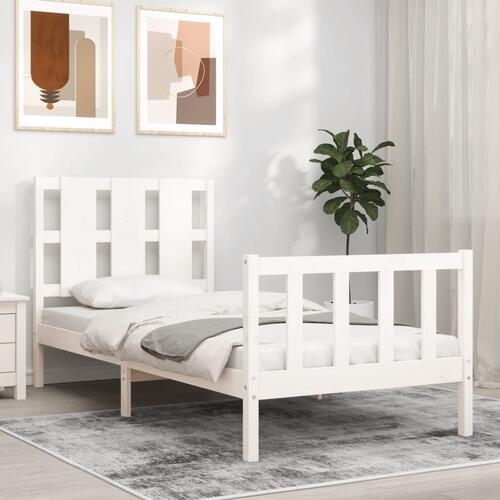 Sengeramme uden madras 90x200 cm massivt fyrretræ hvid