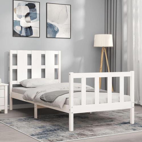Sengeramme uden madras 90x200 cm massivt fyrretræ hvid
