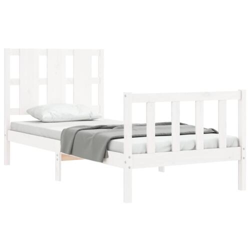 Sengeramme uden madras 90x200 cm massivt fyrretræ hvid
