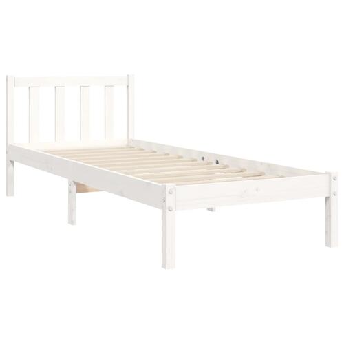 Sengeramme uden madras 90x200 cm massivt fyrretræ hvid