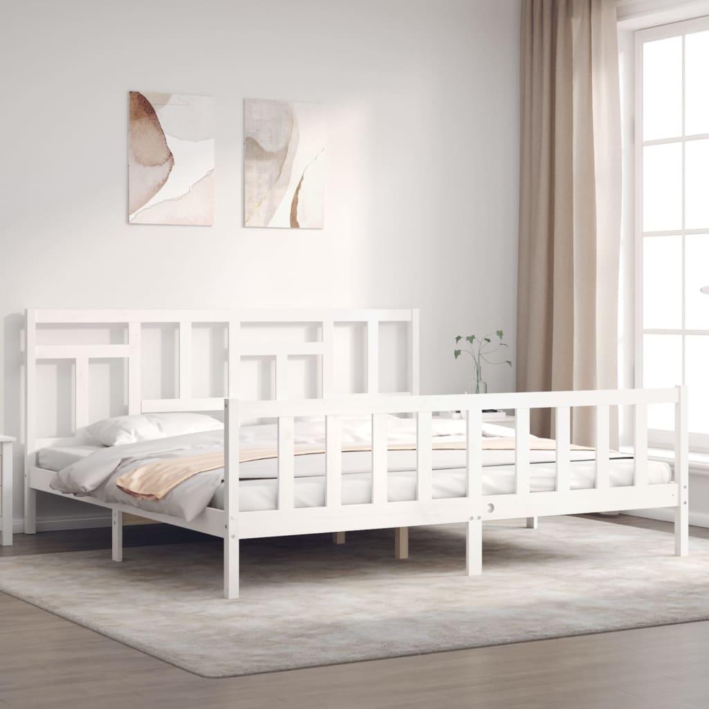 Sengeramme uden madras 200x200 cm massivt fyrretræ hvid