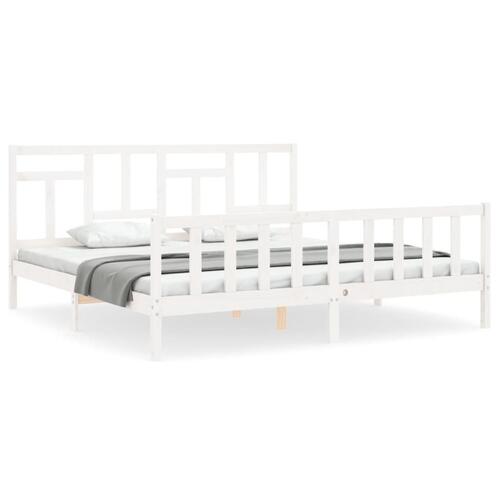 Sengeramme uden madras 200x200 cm massivt fyrretræ hvid