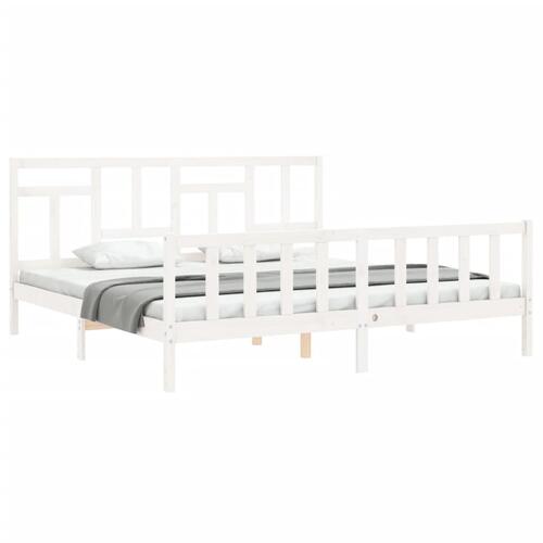 Sengeramme uden madras 200x200 cm massivt fyrretræ hvid