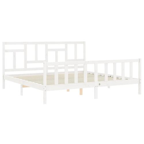 Sengeramme uden madras 200x200 cm massivt fyrretræ hvid