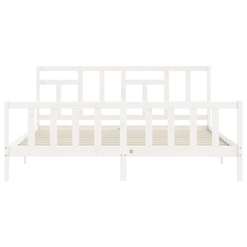Sengeramme uden madras 200x200 cm massivt fyrretræ hvid