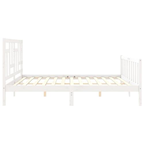 Sengeramme uden madras 200x200 cm massivt fyrretræ hvid
