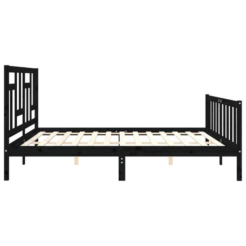 Sengeramme med sengegavl 200x200 cm massivt træ sort
