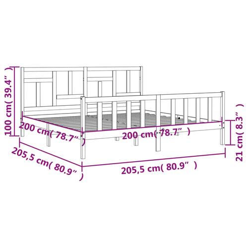 Sengeramme med sengegavl 200x200 cm massivt træ sort