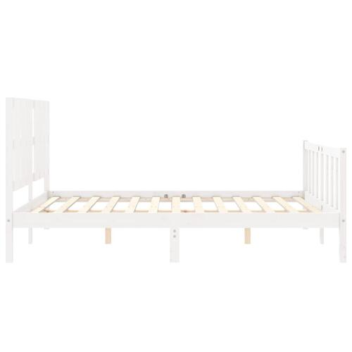Sengeramme med sengegavl kingsize massivt træ hvid