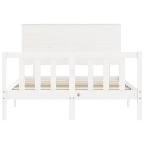 Sengeramme med sengegavl Small Double massivt træ hvid