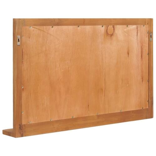 Vægspejl med hylde 100x12x60 cm massivt teaktræ