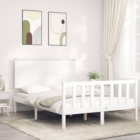 Sengeramme uden madras 140x190 cm massivt fyrretræ hvid