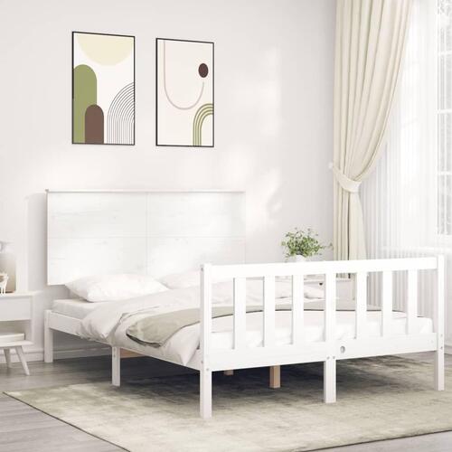 Sengeramme uden madras 140x190 cm massivt fyrretræ hvid