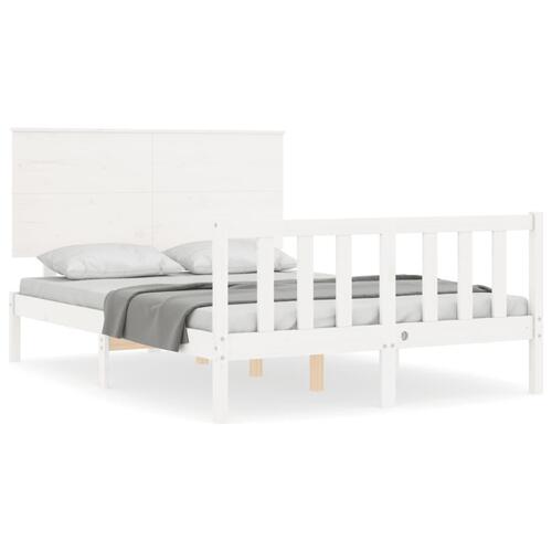 Sengeramme uden madras 140x190 cm massivt fyrretræ hvid