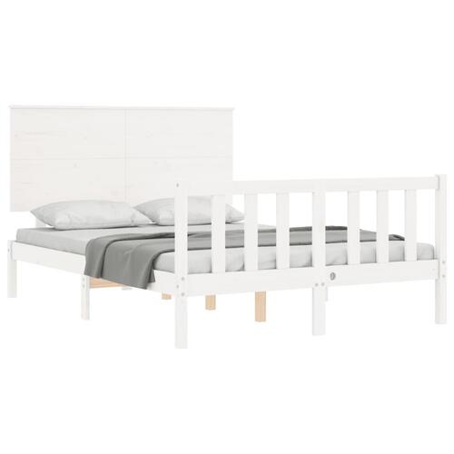 Sengeramme uden madras 140x190 cm massivt fyrretræ hvid