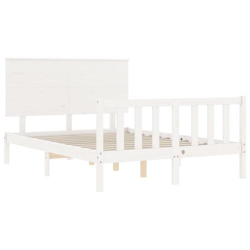 Sengeramme uden madras 140x190 cm massivt fyrretræ hvid