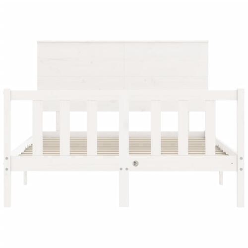 Sengeramme uden madras 140x190 cm massivt fyrretræ hvid