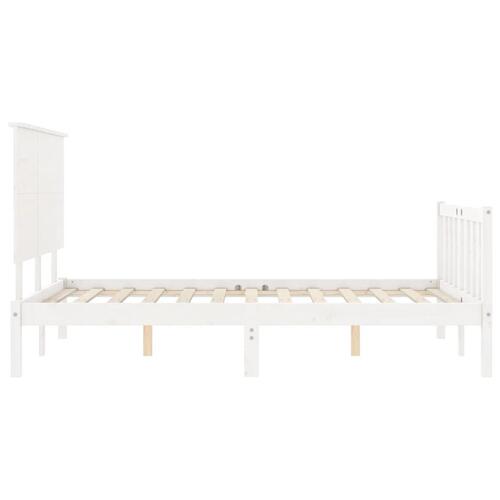 Sengeramme uden madras 140x190 cm massivt fyrretræ hvid