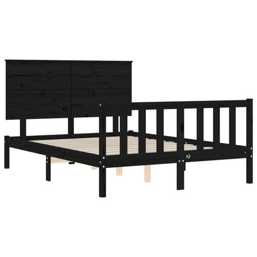 Sengeramme med sengegavl 140x190 cm massivt træ sort