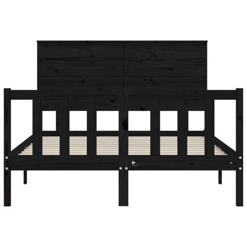 Sengeramme med sengegavl 140x190 cm massivt træ sort