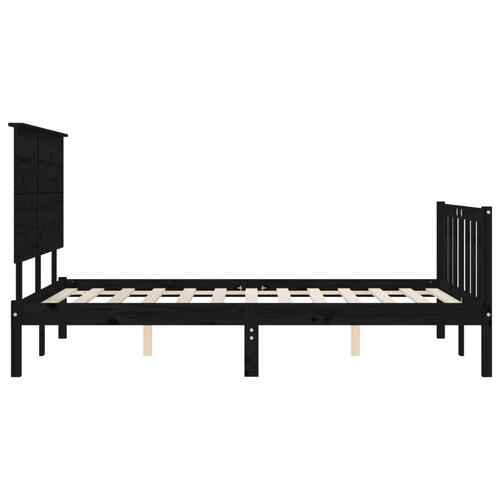 Sengeramme med sengegavl 140x190 cm massivt træ sort
